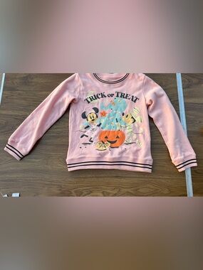 Disney Pink 'Trick or Treat' Kids Halloween Sweatshirt with Mickey & Minnie